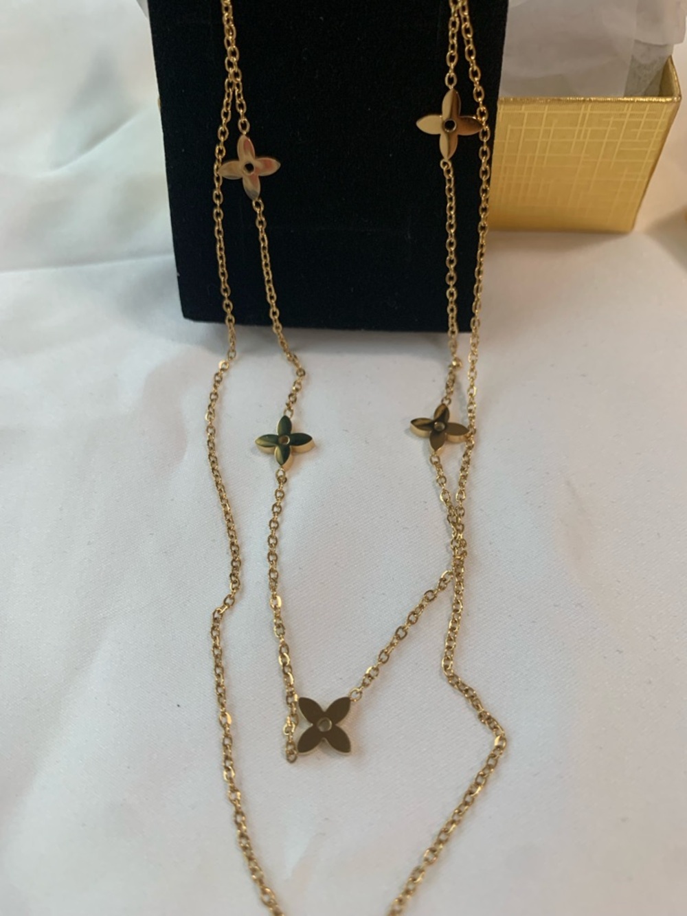 Gold Floral Station Long Necklace - Women's Jewelry